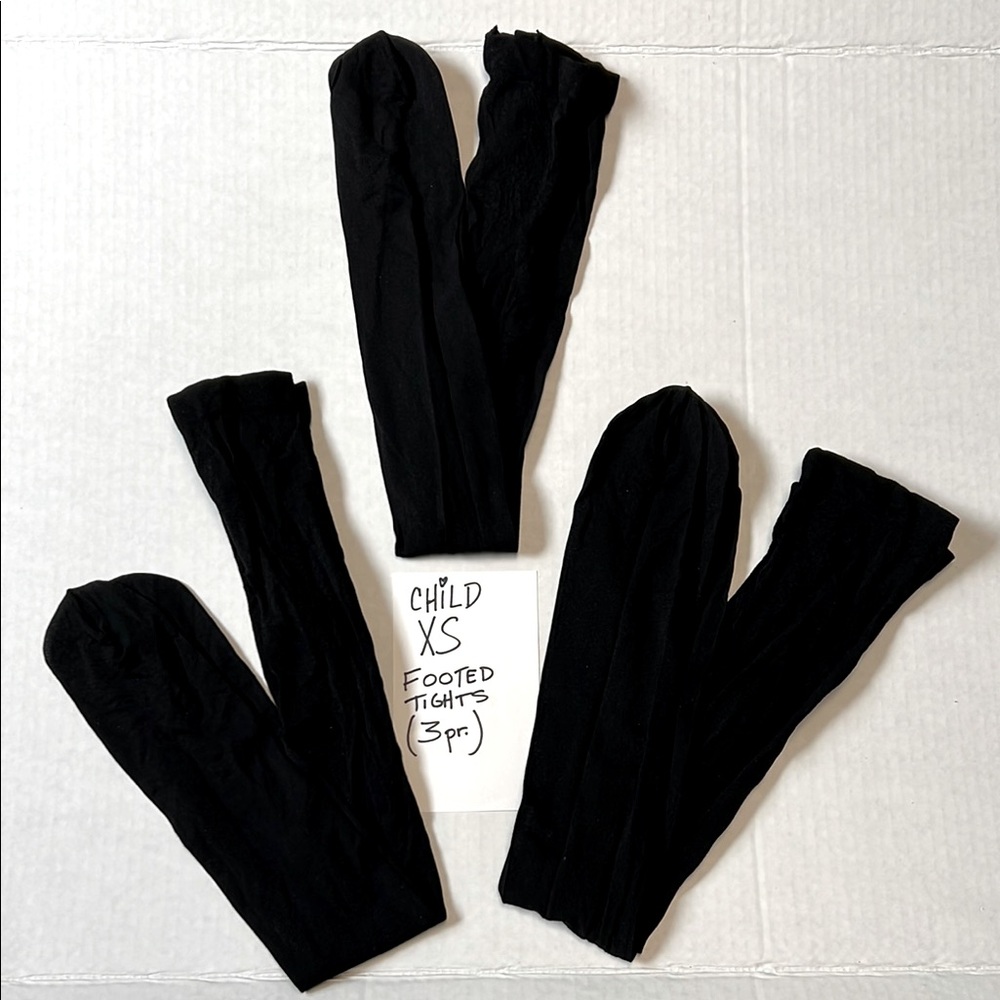 Child XS Black Footed Ballet Summer Tights (3/Pack)